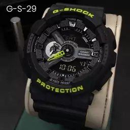 ساعت  مچی جی شاک GA110 مشکی فسفری  (جیشاک GShock) ، صد در صد ضدآب ، تنظیم اتوماتیک با پایتخت کشورها ، اتولایت دار