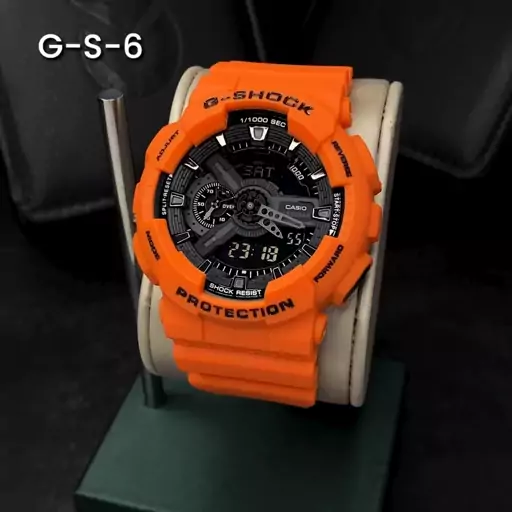 ساعت  مچی جی شاک GA110 نارنجی  (جیشاک GShock) ، صد در صد ضدآب ، تنظیم اتوماتیک با پایتخت کشورها ، اتولایت دار