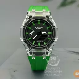 ساعت  مچی جی شاک GA2100 دور شیشه ای کریستال هشت ضلعی(جیشاک GShock) تنظیم اتوماتیک با پایتخت کشورها ، اتولایت اتوماتیک