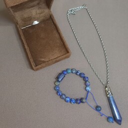 دستبند لاجورد آبی سنگ معدنی کاملا طبیعی