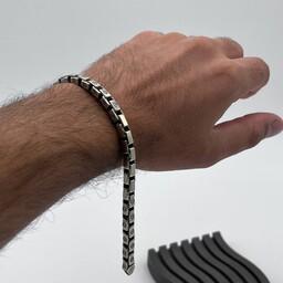 دستبند مردانه نقره ترک بافت درشت مدل آجری طول 20