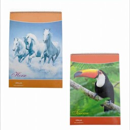 دفتر نقاشی 30 برگ رحلی فنری جلد گلاسه طرح حیوانات یاس بهشت کد 065049