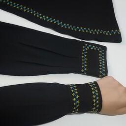 ست مقنعه و ساق دست مشکی با سوزن دوزی سنتی