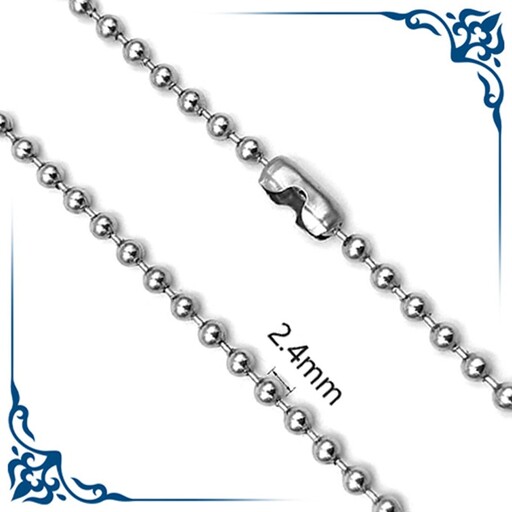 زنجیر ساچمه ای معمولی رنگ نقره ای 60 سانتیمتری