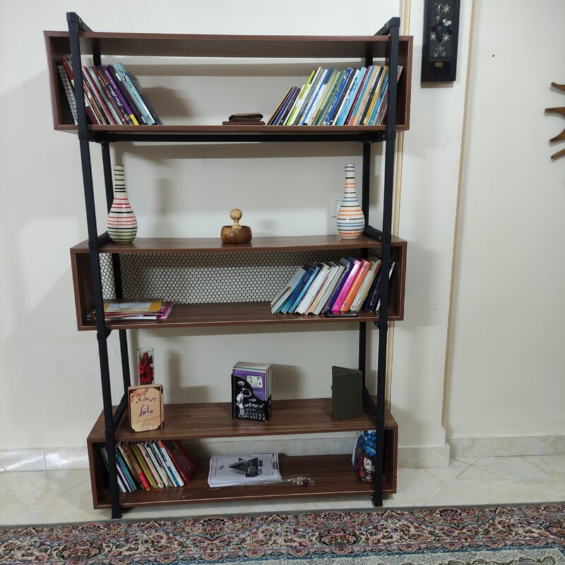 کتابخانه چوبی فلزی 
