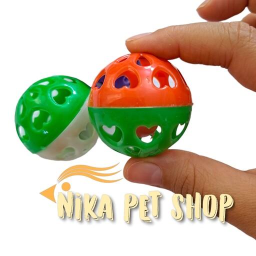 توپ بازی پلاستیکی زنگوله دار بزرگ (قطر حدودی 3 الی 4  سانت)
