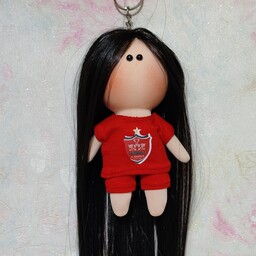 عروسک روسی فوتبالیست مدل دخترانه پارچه ای دستساز   سایز 15 سانتیمتری 