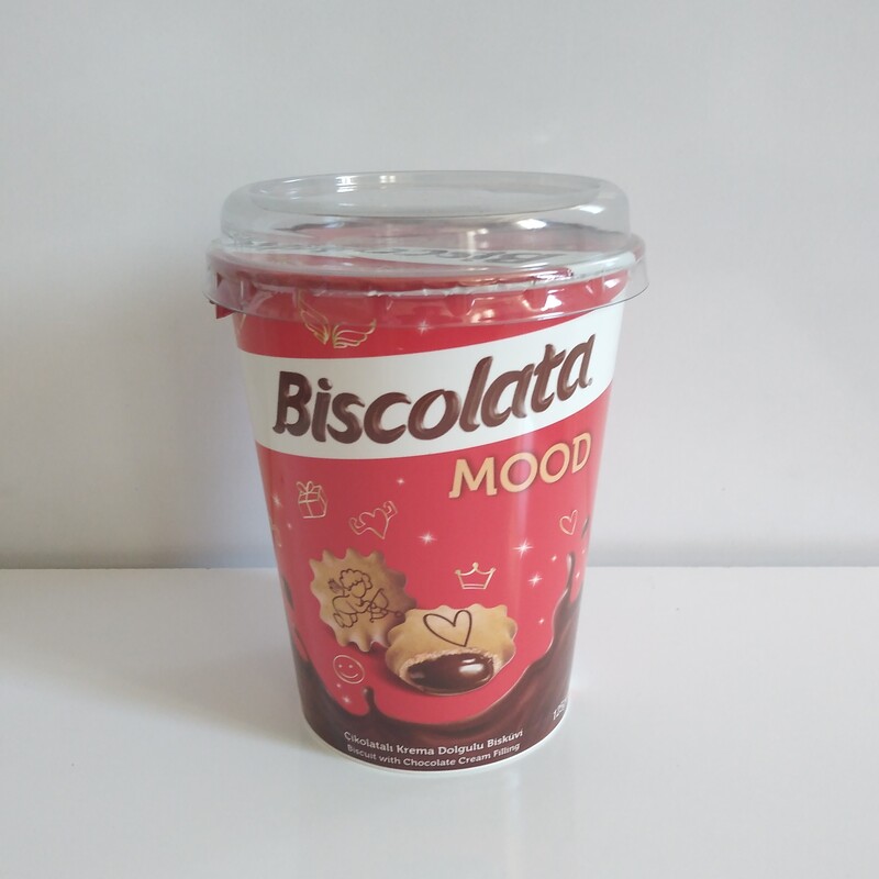 بیسکوییت با مغز کرم کاکائو بیسکولاتا مود ترکیه Biscolata mood ظرف لیوانی 125 گرمی