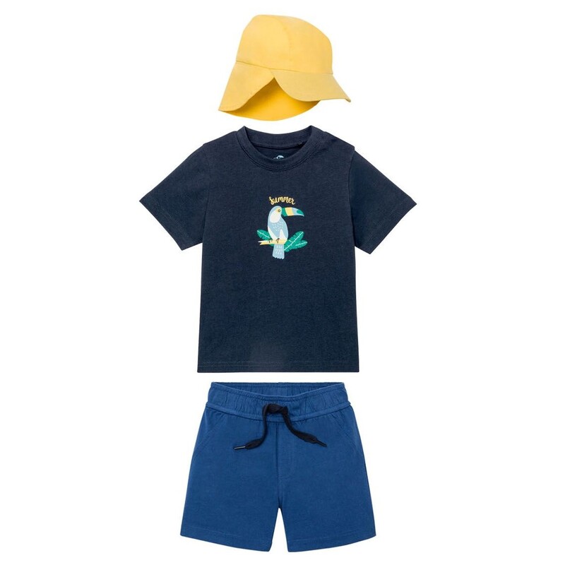 ست پسرانه 3 تکه تی شرت ، شلوارک و کلاه طرح هاوایی  برندلوپیلو  LUPILU  آلمان  سایز  1 تا 2 سال