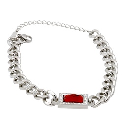 دستبند زنانه - مدل TBR-128 -  نگین قرمز  نقره ای