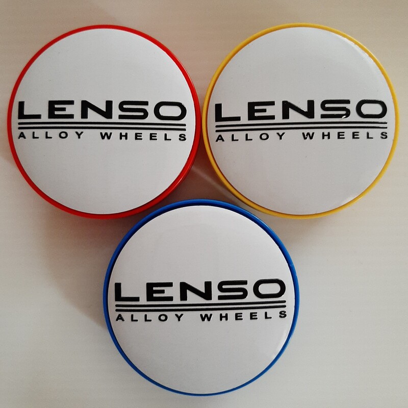 آرم و کاپ کامل چرخ ماشین طرح LENSO سفید نوشته مشکی مناسب تمام رینگهای اسپرت با سایز 030 ( پژو .پراید. ال نود و...)
