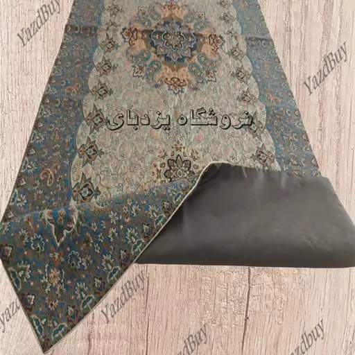 رومیزی ترمه طرح نسترن ( جدید) مخصوص میز ناهارخوری 6 و 8 و 10 نفره رنگ کرم آبی