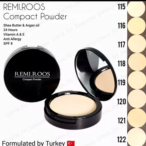 پنکک گیاهی دوکاره رمی رز رنگ بژ روشن R117
Remi.roos Compact Powder 24H
