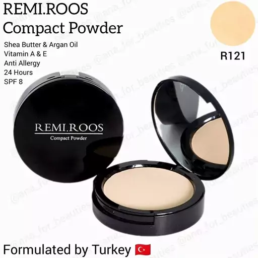 پنکک گیاهی دوکاره رمی رز رنگ بژ  گرم  R121
Remi.roos Compact Powder 24H