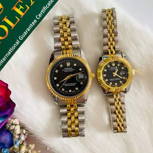 ساعت رولکس زنانه و مردانه دیت جاست Datejust تقویم تلسکوپی صفحه مشکی 