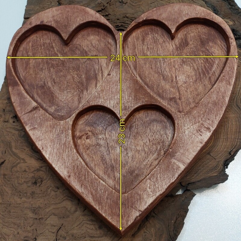اردوخوری طرح قلب سه تیکه ساخته شده از پلای وود با روغن گیاهی نوبن به رنگ ماهگونی بدون کوچکترین رنگ و مواد شیمیایی
