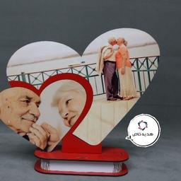 استند دو قلب جنس چوبی با قابلیت چاپ عکس دلخواه 