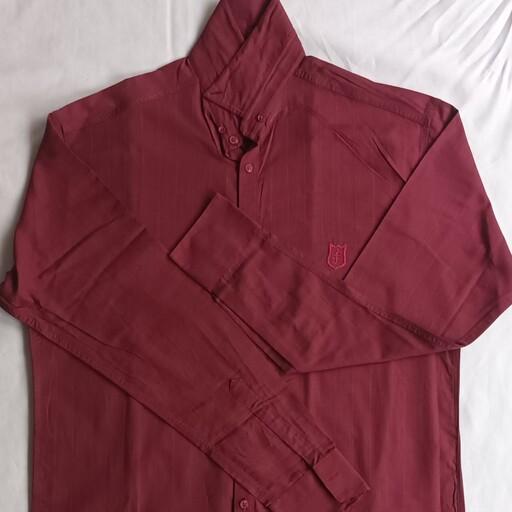 پیراهن مردانه پارچه نخ پنبه تایلندی سایز2XL رنگ قرمز