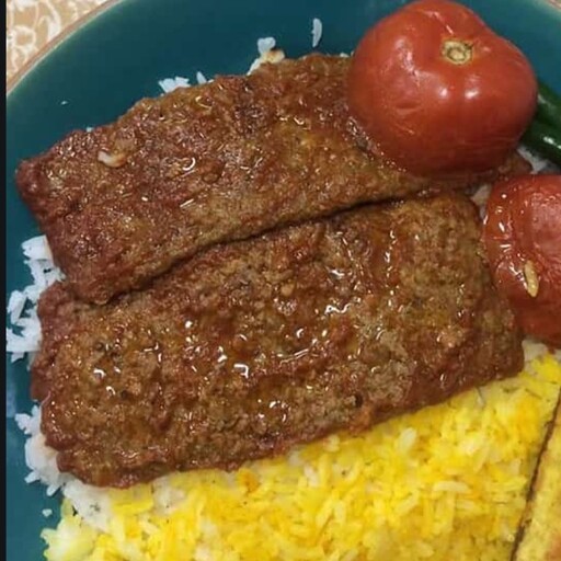 کباب سینی با پلو کته ایرانی  و  گوجه