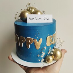 مینی کیک خامه ای آبی ، طلایی ، مرسی مخمو زدی خاص 