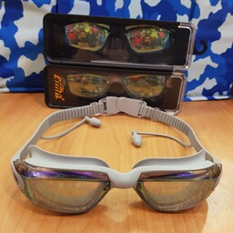 عینک شنای سیما جیوه ای-مدل قاب مشکی-دارای گوشی گیر متصل و قابل تغییر