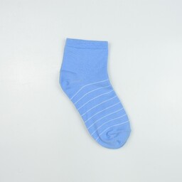 جوراب نیم ساق زنانه طرح خط خطی ریز بافت رنگ آبی آسمونی تولیدی پیدو