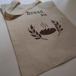کیسه پارچه ای خرید نان، نقاشی شده با دست ورنگ نقاشی ثابت