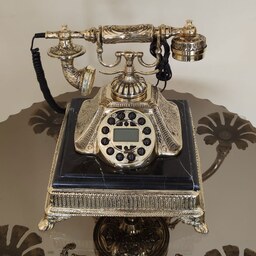تلفن برنز رومیزی مدل پایه سنگی مربع کد 1849 (تلفن برنجی)