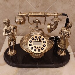 تلفن برنزی رومیزی کلاسیک طرح نوازنده پایه سنگی ( تلفن برنجی ) کد 1844