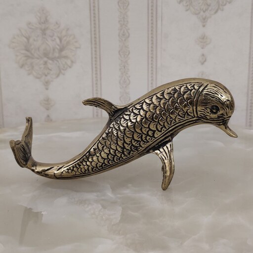 مجسمه برنزی دکوری حیوانات طرح دلفین رومیزی بزرگ کد  2219 ( مجسمه برنجی )