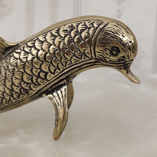 مجسمه برنزی دکوری حیوانات طرح دلفین رومیزی بزرگ کد  2219 ( مجسمه برنجی )