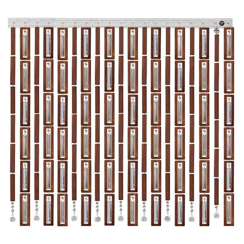 پرده آویز ترکیبی چوب و کریستال مدل آریا عرض100 ارتفاع 220 سانتیمتر(قهوه ای)