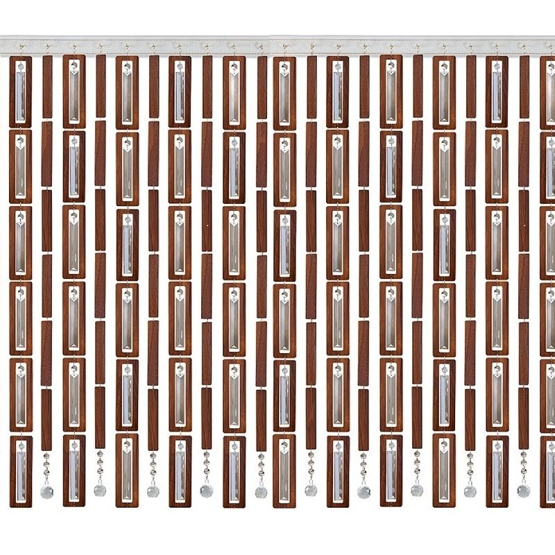 پرده آویز ترکیبی چوب و کریستال مدل آریا عرض150 ارتفاع 300سانتیمتر(قهوه ای)