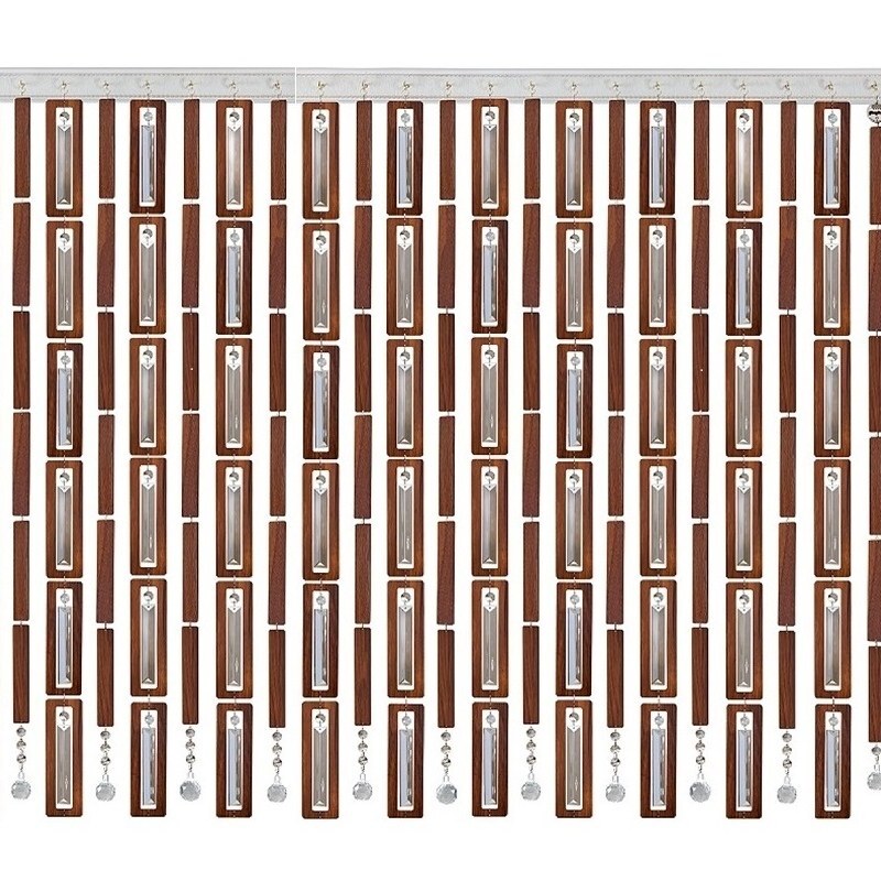 پرده آویز ترکیبی چوب و کریستال مدل آریا عرض120 ارتفاع 70 سانتیمتر(سفید)