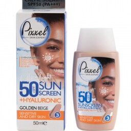 کرم ضدآفتاب رنگی پیکسل مخصوص پوست خشک تا نرمال و حساس با SPF50 و رنگ بژ طلایی 