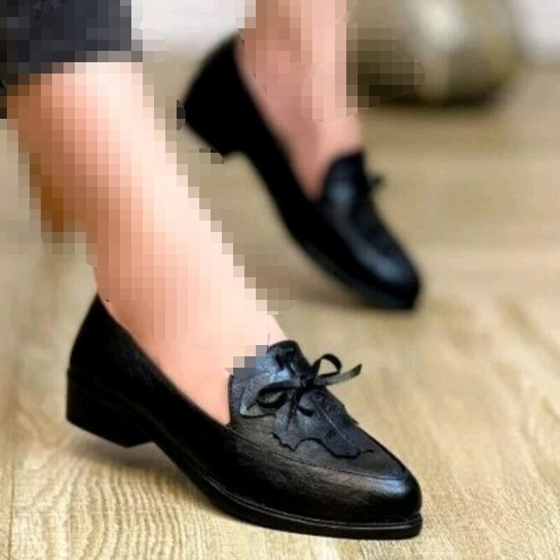 کفش زنانه کالج اداری زنانه رویه سوگو ارسال رایگان سایزبندی37تا40رنگ بندی مشکی عسلی مدل برگی