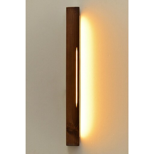 چراغ خواب چوبی تزیینی دیواری از جنس چوب نراد و استیل و LED آفتابی مدل اخگر کد 53