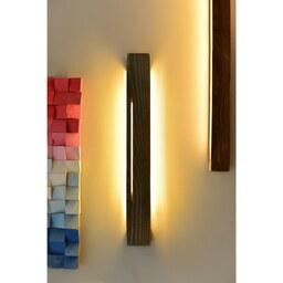 چراغ خواب چوبی دکوراتیو و تزیینی دیواری از چوب نراد و LED آفتابی مدل Ashy کد 40
