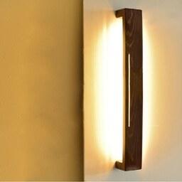 چراغ خواب چوبی تزیینی دیواری از چوب نراد و استیل و LED آفتابی مدل اخگر کد 60