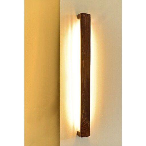 چراغ خواب چوبی تزیینی دیواری از جنس چوب نراد و استیل و LED آفتابی مدل simplex 60