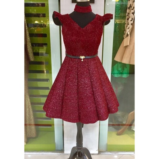 لباس مجلسی عروسکی مدل آتنا سایزبندی 36 الی 44 رنگبندی مشکی و زرشکی-لباس مجلسی عروسکی دخترانه-لباس مجلسی عروسکی زنانه