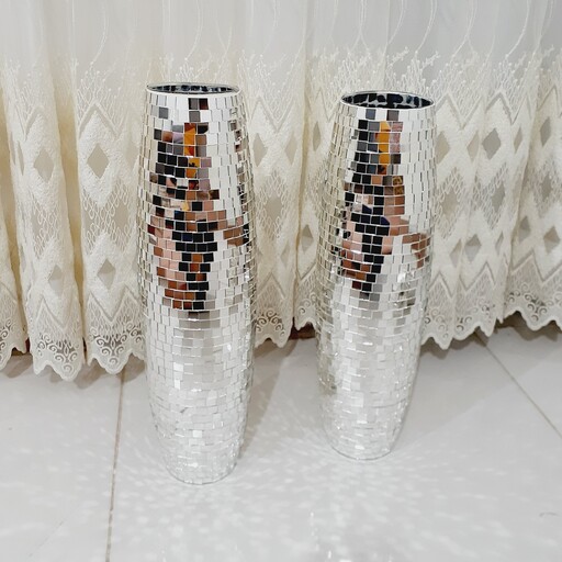 گلدان آینه کاری شده کنار سالنی یا رومیزی ارتفاع 60 سانتی (تکی)