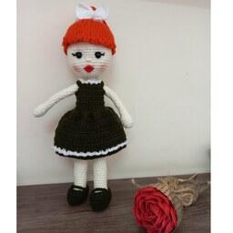 عروسک دختر مو قرمز بافتنی