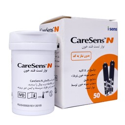 نوار تست قندخون caresens ، بسته بندی 50عددی