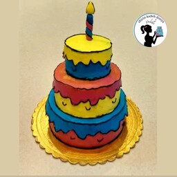 کیک تولد کارتونی سه طبقه با فیلینگ دلخواه با بهترین مواد اولیه 