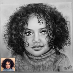 نقاشی سیاه قلم دختر بچه 
