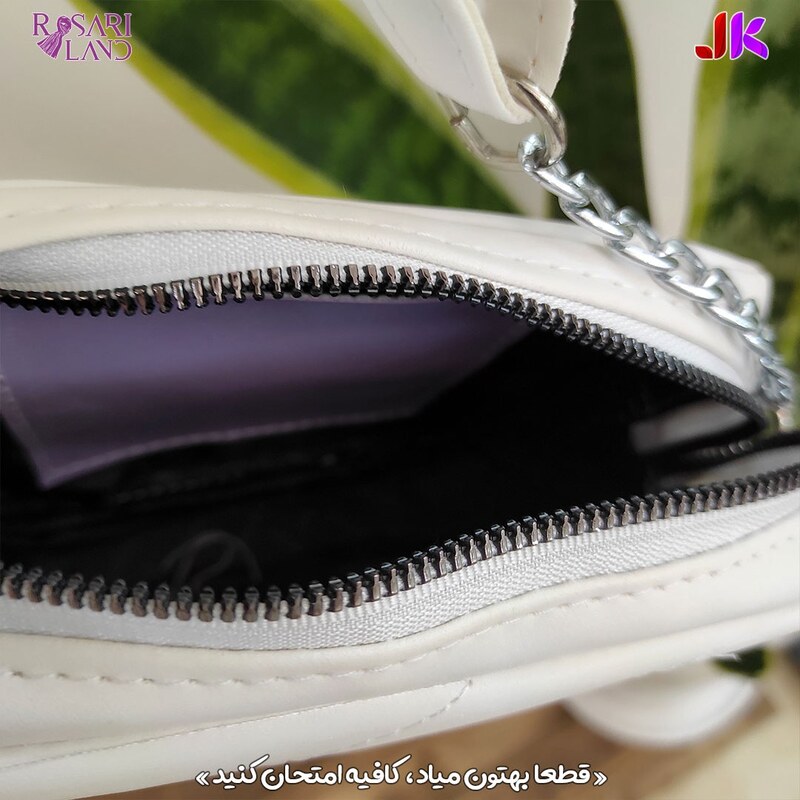کیف زنانه سفید بند چرمی و زنجیر گلدوزی شده قیمت مناسب جامه کده