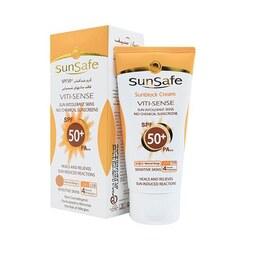 کرم ضد آفتاب SPF50 فاقد جاذب های شیمیایی سان سیف 50 گرم