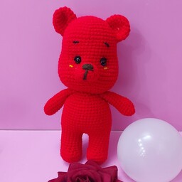 عروسک خرس ولنتاین  حدودا 25 سانت رنگ قرمز  