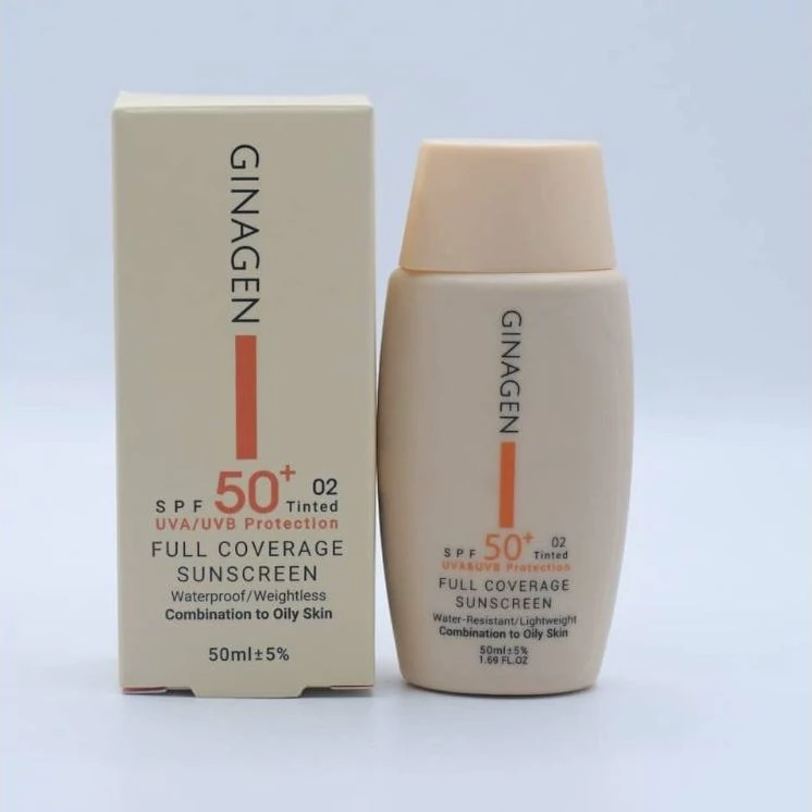 کرم ضد آفتاب رنگی +spf50 پوست چرب و مختلط 02 ژیناژن